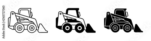 Foto Compact Loader Icons, Skid Steer Vector Graphics, Construction Equipment Set, In