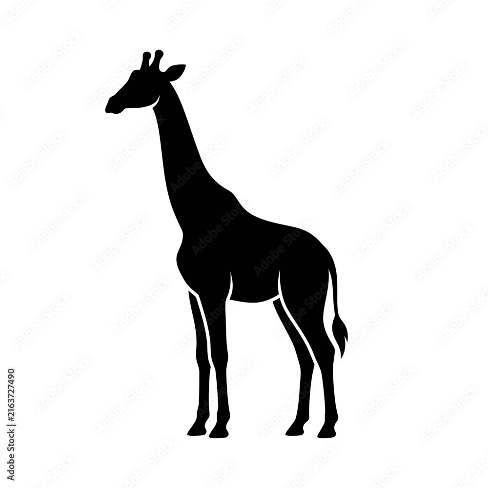 Fototapeta premium Elegant giraffe silhouette isolated on white background
