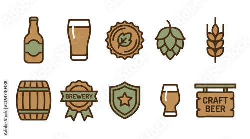 Craft beer and brewery brand icons.