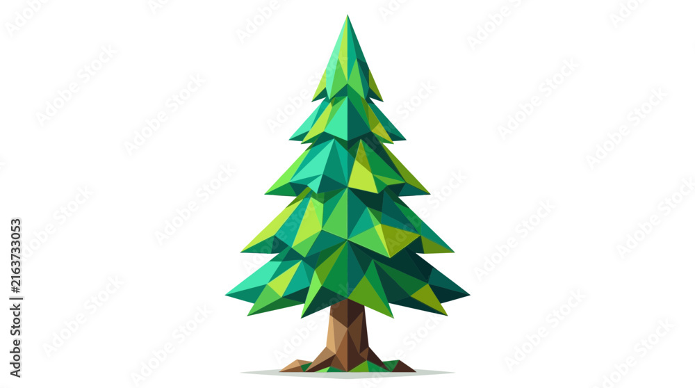 Fototapeta premium Low Poly Geometric Pine Tree Illustration