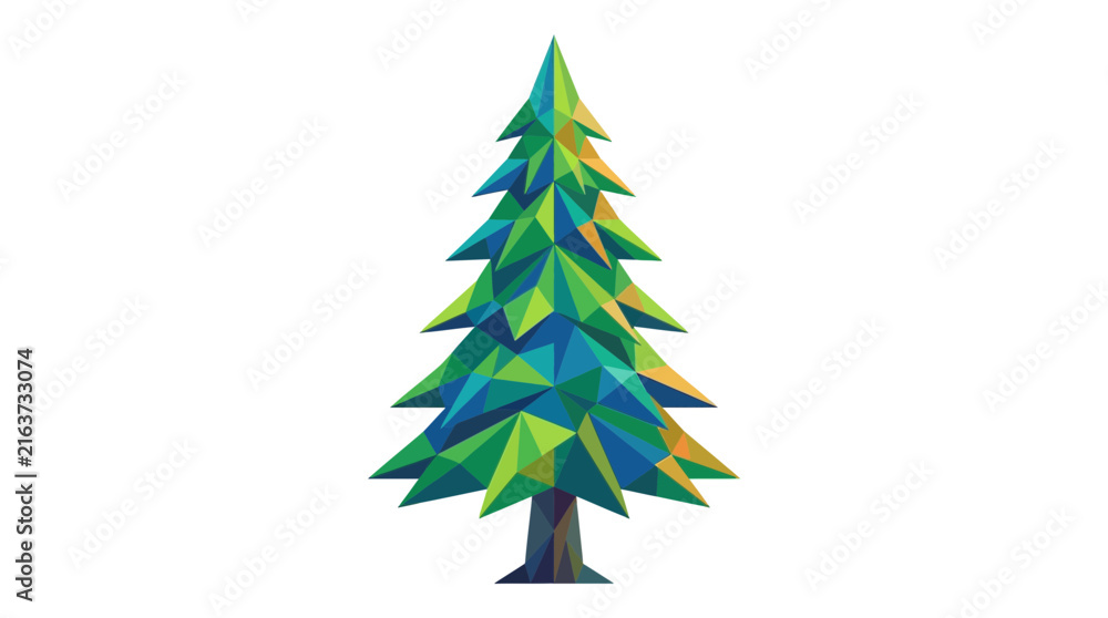Obraz premium Low Poly Geometric Pine Tree Illustration
