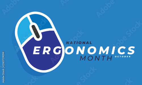 National Ergonomics Month. background, banner, card, poster, template, October month. Vector illustration.