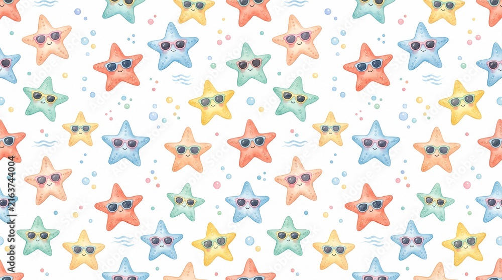 Fototapeta premium Watercolor baby starfish pattern 2K 202608131146