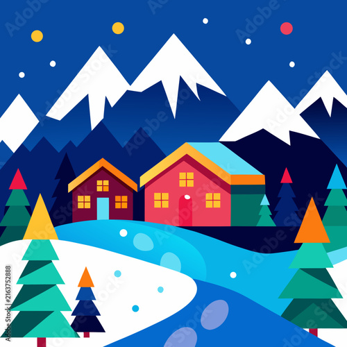  Christmas Mountain Resort Winter Landscape