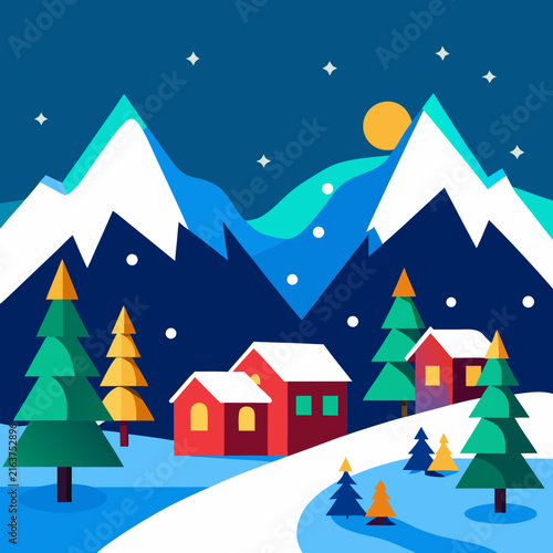  Christmas Mountain Resort Winter Landscape