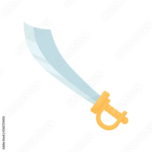 Konstfotografi Pirate cutlass isolated on white background, vintage curved sword weapon for nau