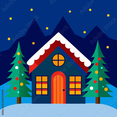  Cozy Christmas Cabin Winter Landscape