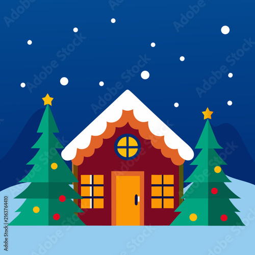  Cozy Christmas Cabin Winter Landscape