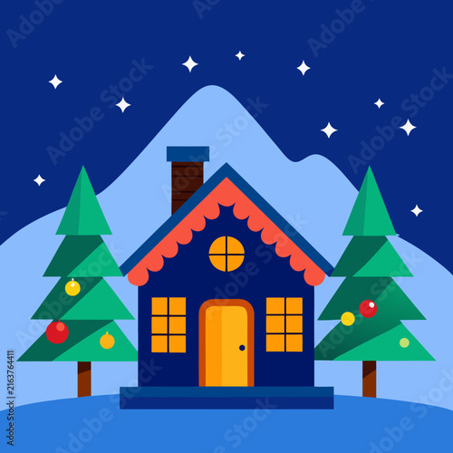  Cozy Christmas Cabin Winter Landscape