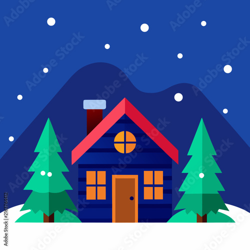  Cozy Christmas Cabin Winter Landscape