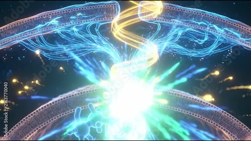 Bioenergetics concept ,Glucose transport cell membrane molecular structure energy transfer biological process biochemistry