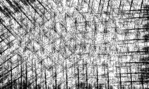 Black and White Scratchy Texture Pattern with Chaotic Pen Lines and Scribbles