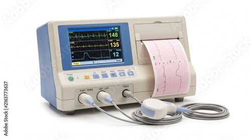 Bild auf Leinwand Medical fetal heart monitor machine with screen display showing vital signs and