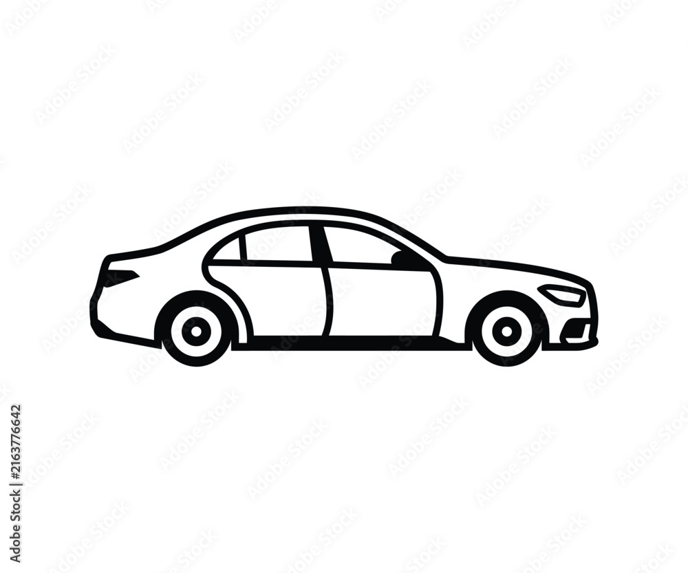 Naklejka premium Classic passenger car side view icon