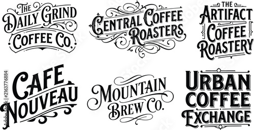 Vintage coffee shop logo set