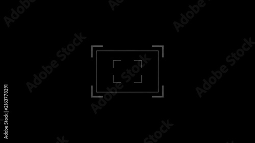 Camera autofocus lock and focus rectangle animation overlay on black background.