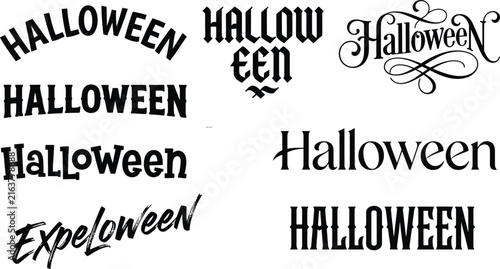 Halloween typography styles collection