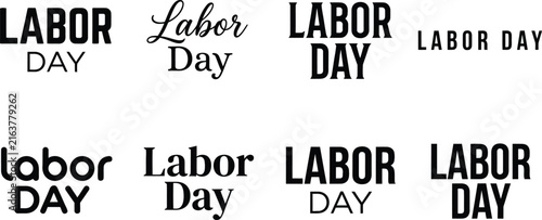 Vintage labor day text styles collection