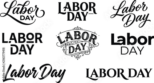 Elegant labor day vintage text styles