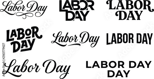 Vintage labor day text styles collection