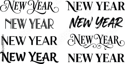 Elegant new year decorative text styles