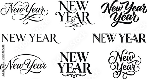 Elegant new year cursive text designs