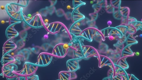 Synthetic Biology concept ,CRISPR gene editing with colorful DNA strands molecular structures synthetic biology genetic material