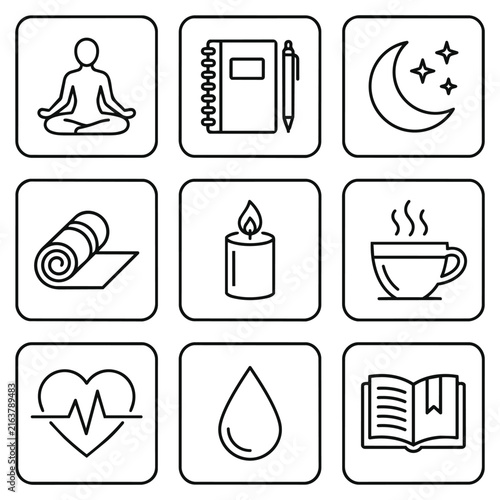 AI Technology Icon Set, Artificial Intelligence Minimalist Black Line Icon Bundle, Robot Chatbot Machine Learning Vector Icons