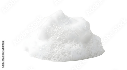 Luxurious white soap foam pile isolated on transparent background for beauty and hygiene products