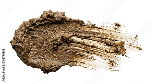 Isolated brown mud smear texture on transparent background for design and editing projects