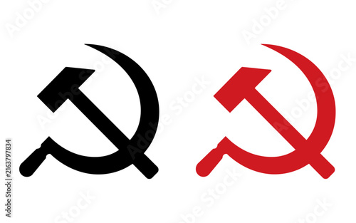 фотографія Hammer and sickle communist symbol vector isolated on white background