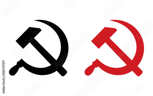 фотографія Hammer and sickle communist symbol vector isolated on white background