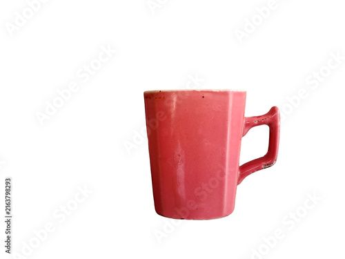 Quadro su tela Red Ceramic Coffee Mug with Handle Isolated on White Background