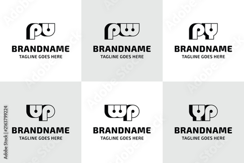 Letters PU UP PW WP PY YP Bold Monogram Logo Set