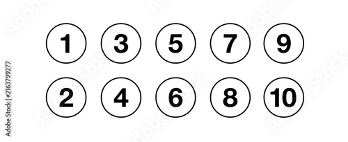 Numbered Circle Bullet Points Icon Set 1 To 10