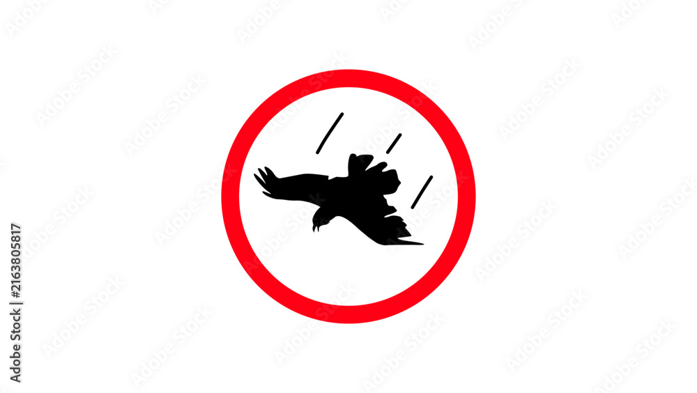 Naklejka premium sign of attack by crows, black and red isolated vector silhouette