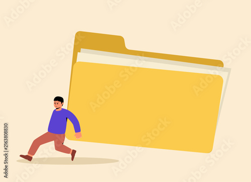 Illustration of Person Carrying Large File Folder