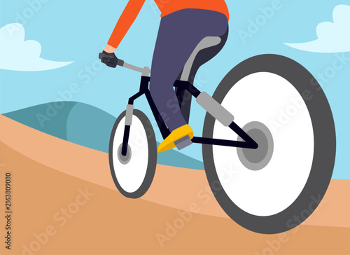 Illustration of Person Mountain Biking Outdoors