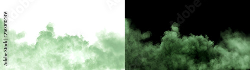 Obraz na plátně Green smoke fog clouds billow with a mystical toxic atmosphere ideal for spooky