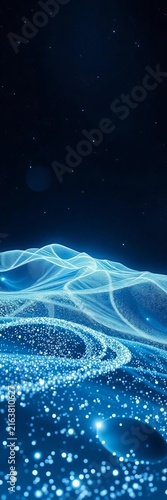 Glittering silver cosmic wave with stars stardust and light shimmering path across the universe, ethereal, sparkle