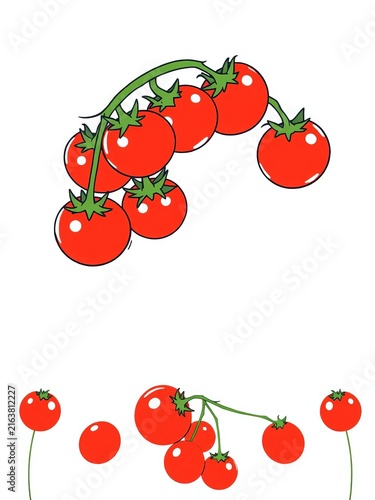 Simple outline illustration of a tomato cluster, veggie, illustration