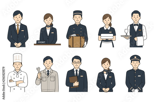 ビジネス制服の人物セット