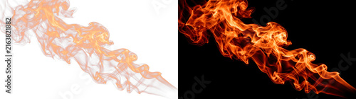 Vibrant orange fiery smoke trails curving in graceful patterns creating dynamic energy movement captured in high resolution on transparent background