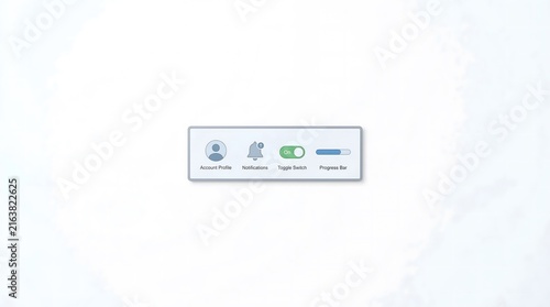 Minimalist User Interface Elements Featuring Profile Notification Toggle and Progress Bar