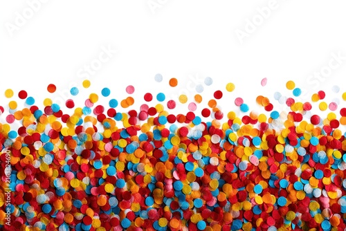 Colorful confetti border isolated on white background for party and celebration design