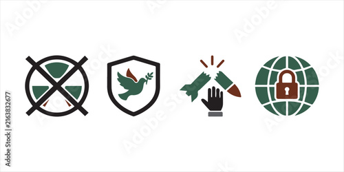 International Day for the Total Elimination of Nuclear Weapons: Striking linear icon featuring a crossed-out nuclear missile and an olive branch, symbolizing disarmament, anti-nuclear peace initiative