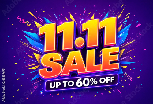 Bright and colorful explosive sale banner with up to sixty percent off discount promotion
