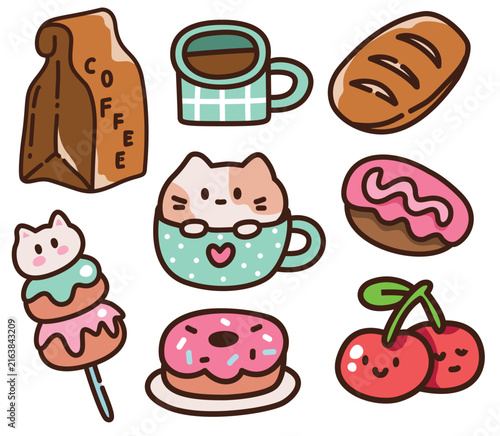 Coffee and Dessert Cute Doodle Set