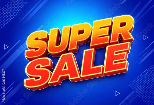Bright and colorful super sale banner with bold threedimensional text design perfect for promotions