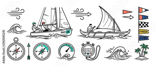 Sailing and Nautical Elements Collection Isolated